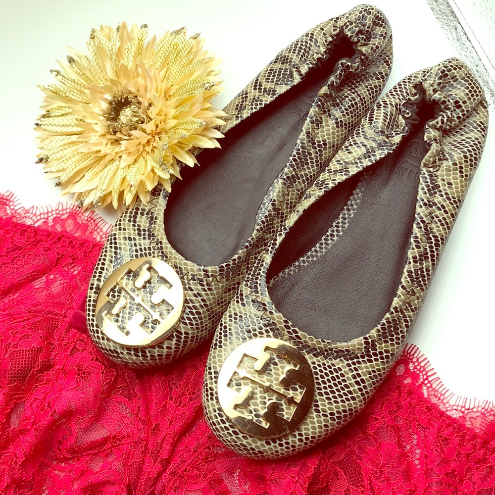 Tory Burch Gold Logo Flats